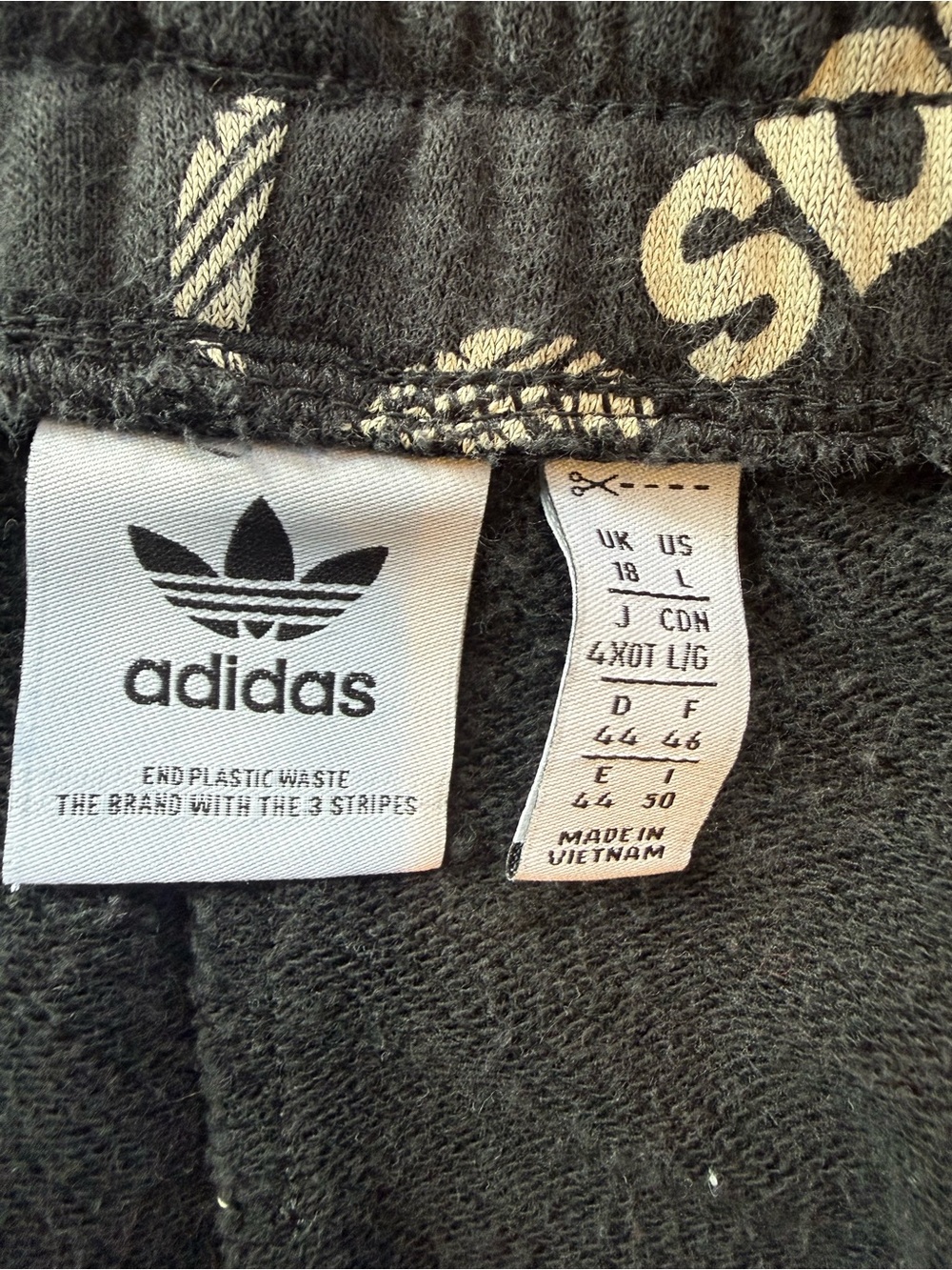 adidas Black Joggers with Allover White Logo Print Women’s Large - Picture 2 of 5
